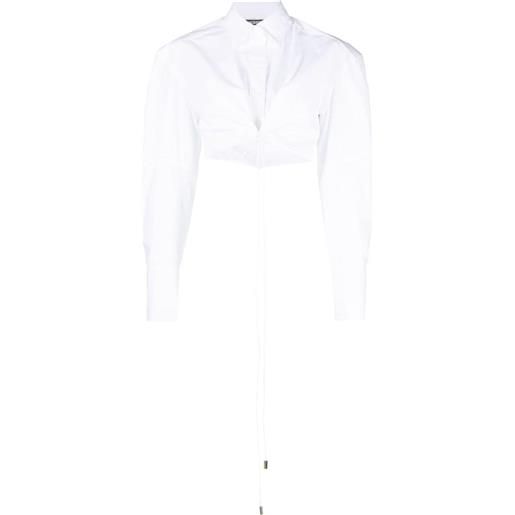 Jacquemus camicia la chemise plidao crop - bianco
