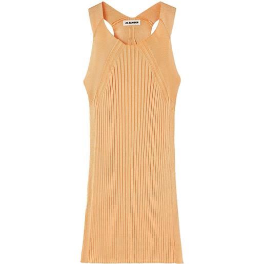 Jil Sander blusa smanicata a coste - arancione