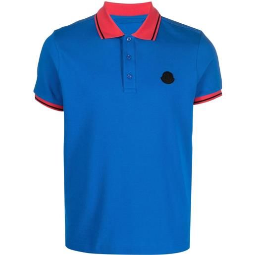 Moncler polo con applicazione logo - blu