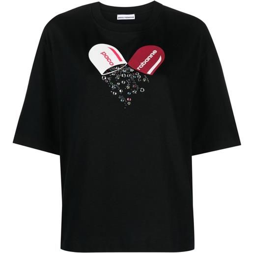 Rabanne t-shirt con stampa grafica - nero