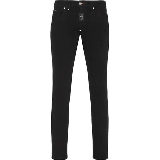 Philipp Plein jeans skinny con applicazione logo - nero
