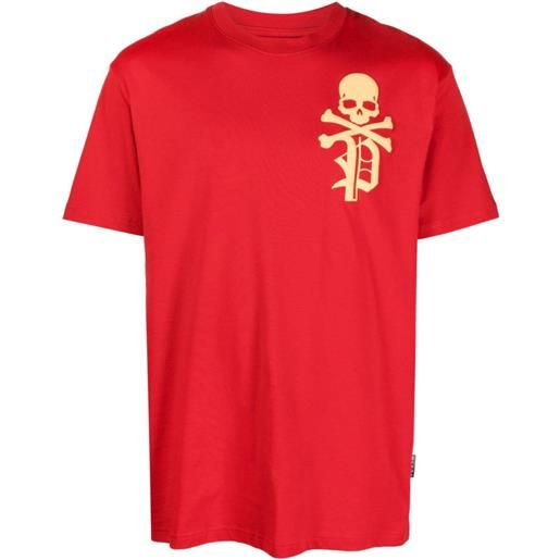 Philipp Plein t-shirt con stampa skull&bones - rosso