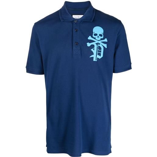 Philipp Plein t-shirt skull & bones con stampa - blu