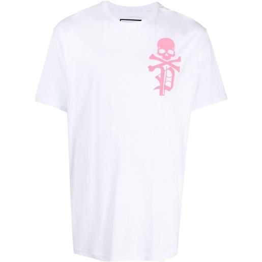 Philipp Plein t-shirt skull & bones girocollo - bianco