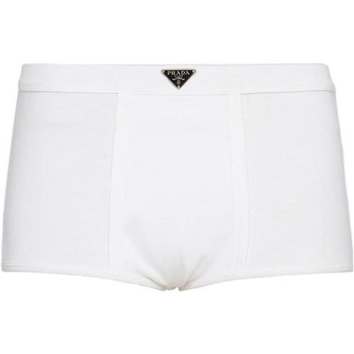 Prada shorts con placca logo - bianco