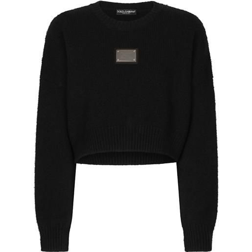 Dolce & Gabbana maglione crop con placca logo - nero
