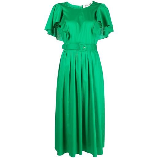 DVF Diane von Furstenberg abito plissettato con cintura - verde