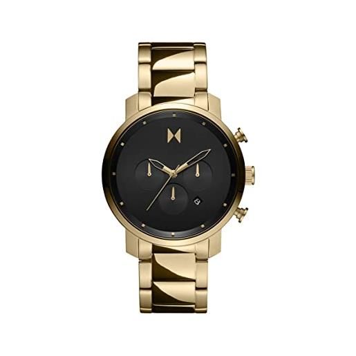 MVMT orologio con cronografo al quarzo da uomo collezione chrono con cinturino in ceramica, pelle o acciaio inossidabile nero/oro 1 (black/gold)
