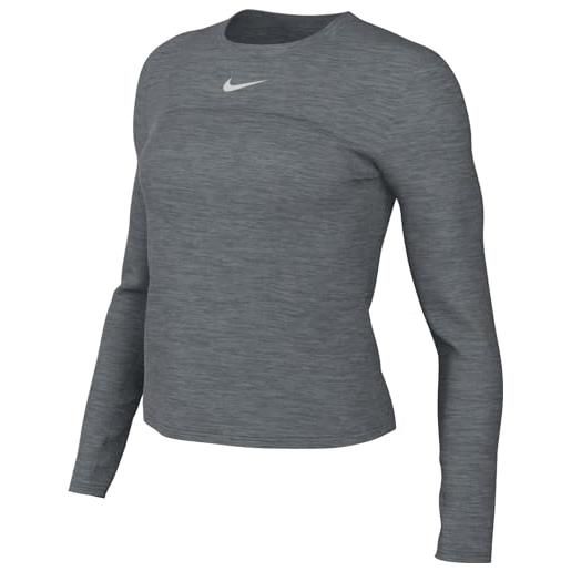 Nike fb4297-010 w nk swift elmnt df uv crw top maglia lunga donna black/reflective silv taglia s