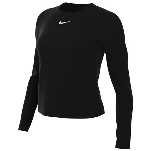 Nike fb4297-010 w nk swift elmnt df uv crw top maglia lunga donna black/reflective silv taglia l