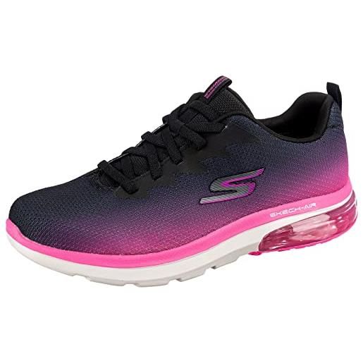 Skechers go walk air 2.0 brezza rapida, scarpe per jogging su strada donna, tessuto nero con finiture rosa acceso, 37 eu