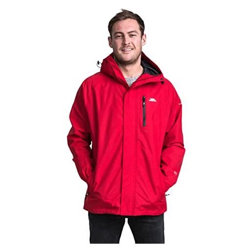 Trespass pearson, giacca antipioggia impermeabile con cappuccio uomo, rosso, xxs