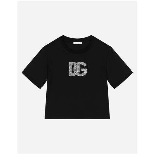 Dolce & Gabbana t-shirt in jersey con logo in strass