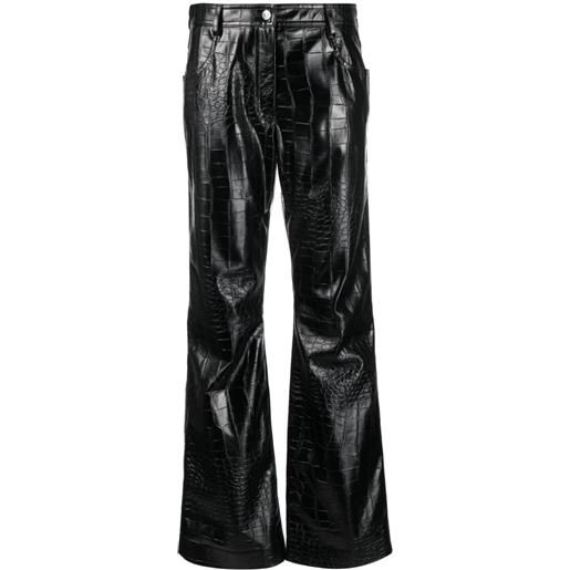 MSGM pantaloni dritti con effetto coccodrillo - nero