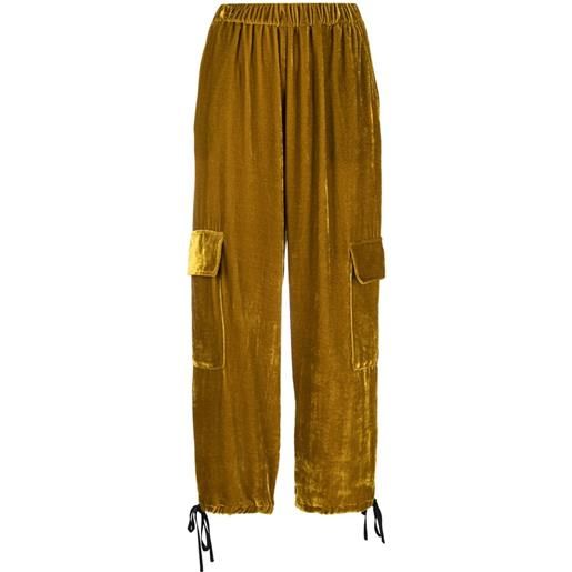 Erika Cavallini pantaloni aurora effetto velluto - giallo