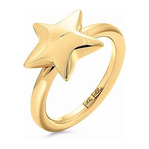 Folli Follie, anello da donna in acciaio inox, colore oro, misura 12, rif. 1r17t015y