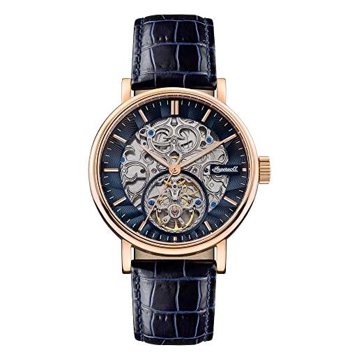 Ingersoll 1892 the charles orologio automatico da uomo con quadrante nero scheletrato e cinturino in pelle blu - i05808