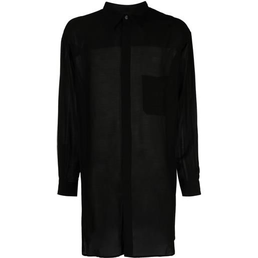 Yohji Yamamoto camicia lunga semi trasparente - nero