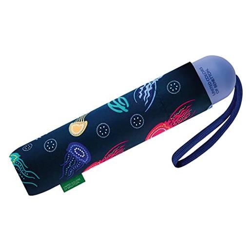 United Colors of Benetton benetton super mini ombrello tascabile per bambini con aprirsi - jellyfish, multicolore, 88 cm