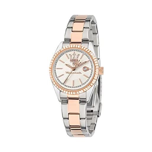Maserati orologio da donna, collezione competizione, movimento al quarzo, tempo e data , in acciaio e pvd oro rosa - r8853100504