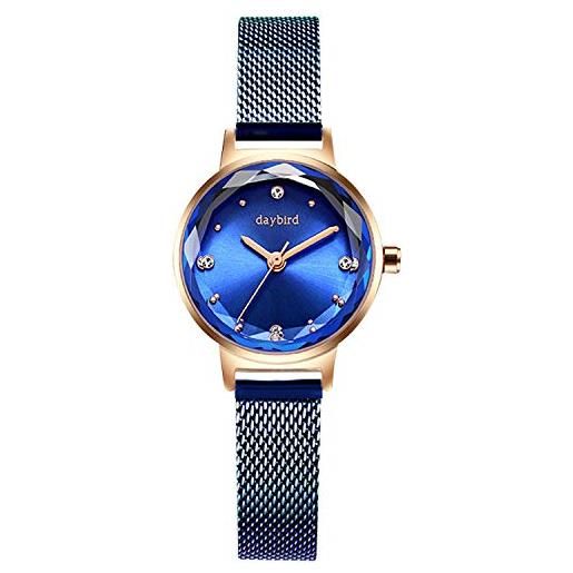 RORIOS orologi da donna analogico al quarzo orologi da polso minimalista mesh cinturino diamante simulato moda women watches