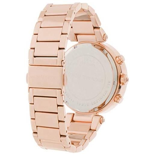 Michael Kors orologio quarzo donna, misura cassa 39.00mm con quadrante bianco madreperla analogico e cinturino rosa in cinturino in metallo mk5491