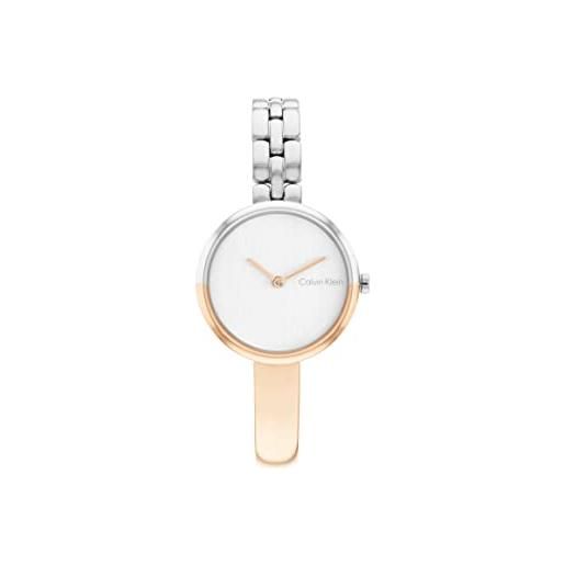 Calvin Klein orologio analogico al quarzo da donna collezione bangled con cinturino in acciaio inossidabile argento (silver)