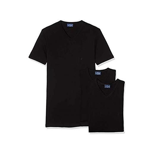 Navigare n. 3 t-shirt mezza manica scollo a v uomo cotone interlock garzato - art. 112 disponibile nei colori bianco - nero - ass. To (nero/navy/grigio sc. )