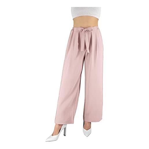 JOPHY & CO. pantaloni donna elegante a vita alta con fiocco decorato (cod. 6303) (beige, m)