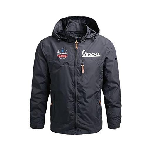 MMGN 2020 vespa nuovo uomo college con cappuccio stile stampa personalizzata classica calda felpa con cerniera cardigan giacca con cappuccio cappotto con cappuccio maschio (3xl, nero)