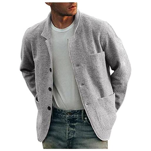 ORANDESIGNE cardigan uomo maglione invernale elegante con bottone e tasche capispalla giacca slim fit casual tinta unita manica lunga cappotto a nero m
