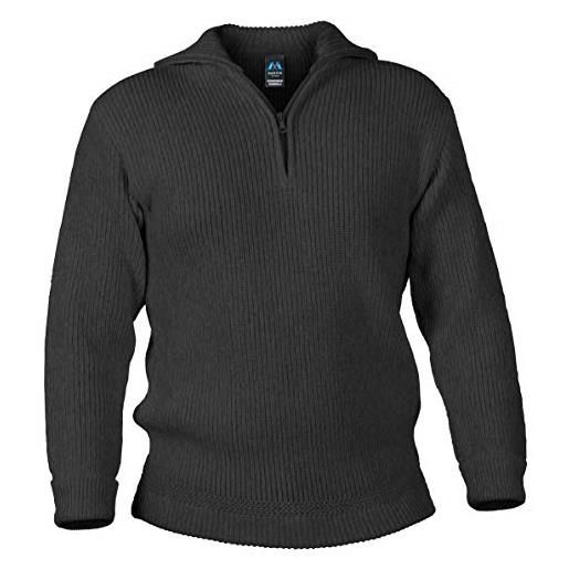 Blauer Peter - maglione con colletto e zip sul torace - in lana vergine - 9 colori, colore: antracite-screziato, taglia: 54
