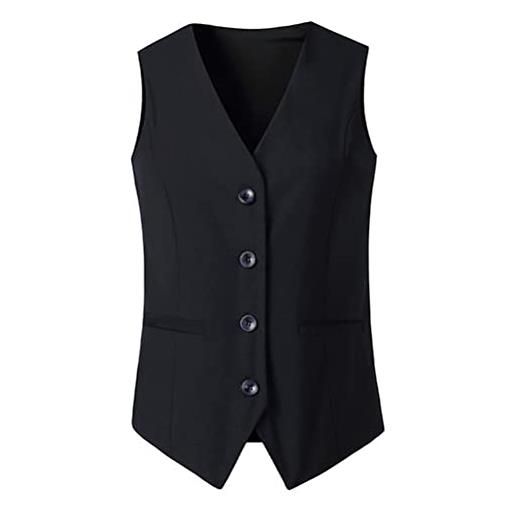 ORANDESIGNE gilet da donna con tasche gilet vintage smanicato gilet business blazer elegante moda slim fit veste classico giacca da tailleur vestibilità regolare e albicocca m
