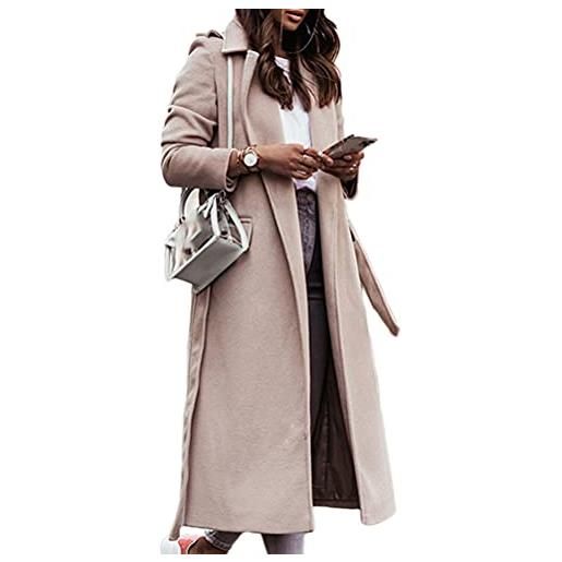 Minetom donna trench coat autunno inverno manica lunga elegante doppio petto slim fit lungo cappotto giacca c nero m