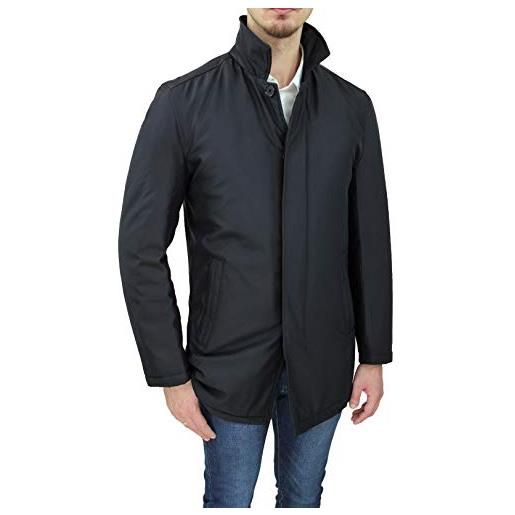 Evoga giaccone soprabito uomo sartoriale giacca cappotto trench elegante invernale (nero, l)