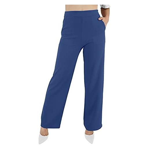JOPHY & CO. pantalone tuta cabana con tasche donna leggero comodo a zampa larga elastico in tessuto (cod. 6503) (nero, xl)