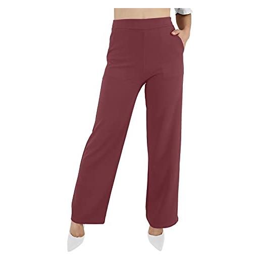 JOPHY & CO. pantalone donna con tasche leggero comodo a zampa larga elastico in tessuto (cod. 6503) (cielo, m)