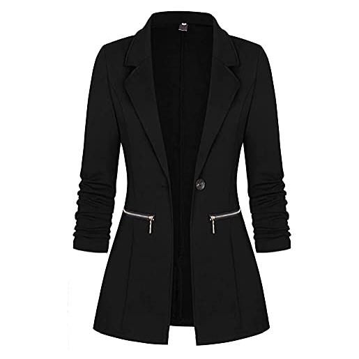 Minetom blazer donna elegante cappotto slim fit bottone manica lunga ufficio affari blazer top gilet giacca nero s