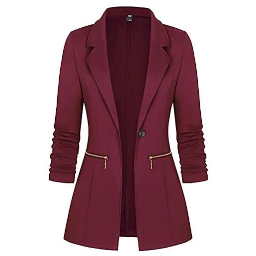 Minetom blazer donna elegante cappotto slim fit bottone manica lunga ufficio affari blazer top gilet giacca vino rosso xxl