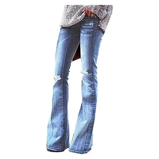 GUOCU jeans donna stretch skinny flared jeans vita bassa bootcut eleganti jeans a zampa push up pantaloni campana elasticizzati slim pantaloni a zampa d'elefante, retro denim pantaloni a gamba larga xl