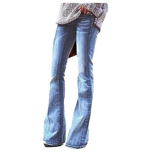 GUOCU jeans donna stretch skinny flared jeans vita bassa bootcut eleganti jeans a zampa push up pantaloni campana elasticizzati slim pantaloni a zampa d'elefante, retro denim pantaloni a gamba larga m