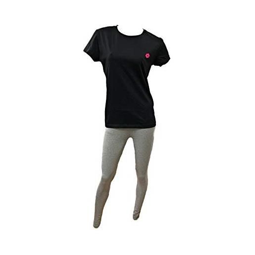 Lotto completo sportivo donna due pezzi t shirt e leggings abbigliamento sportivo yoga fitness palestra running, tuta donna (leggings blu+t-shirt fuxia, xl)