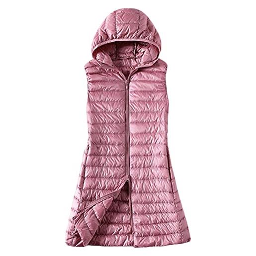 Minetom piumino lungo donna giacca con cappuccio caldo invernale parka slim fit leggero ripiegabile gilet manica lunga cappotto a nero m