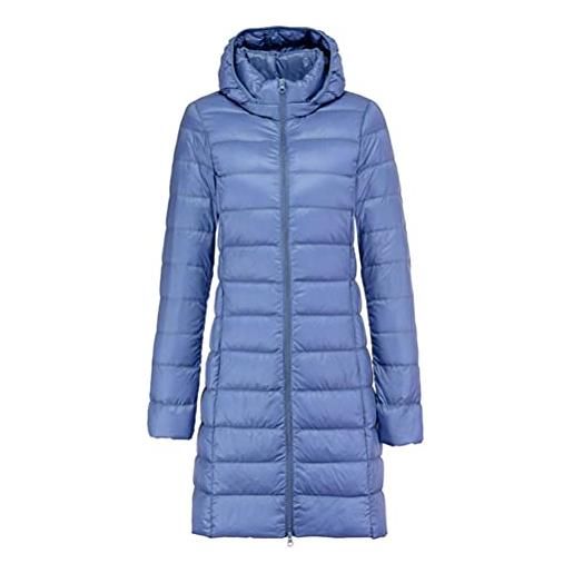 Minetom piumino lungo donna giacca con cappuccio caldo invernale parka slim fit leggero ripiegabile gilet manica lunga cappotto a nero xs