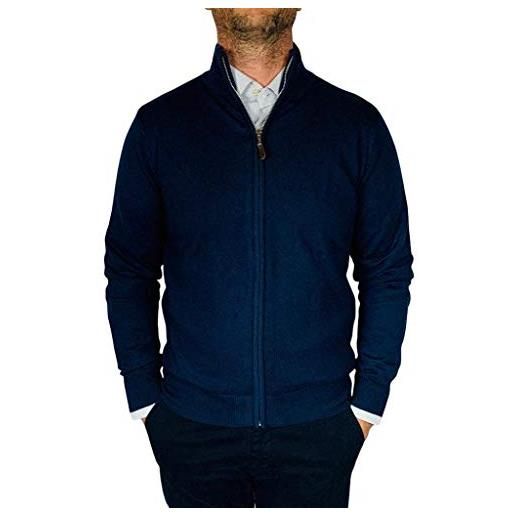 SENZA MARCA/GENERICO fashion moda maglione cardigan uomo classico lana cachemire cotone girocollo con zip regular j1781 (avion, l)