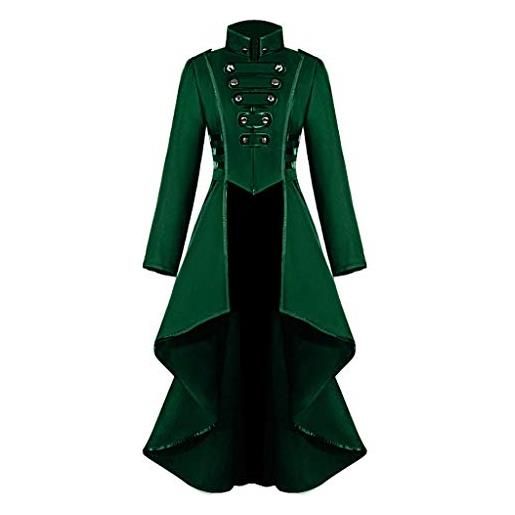 Generic giacca cappotto donna cappotto costume gotico pulsante steampunk pizzo halloween corsetto cappotto donna vestiti, verde, s