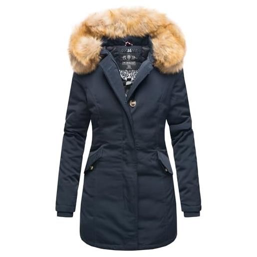 Marikoo - b362 giaccone parka da donna invernale caldo e foderato blau s