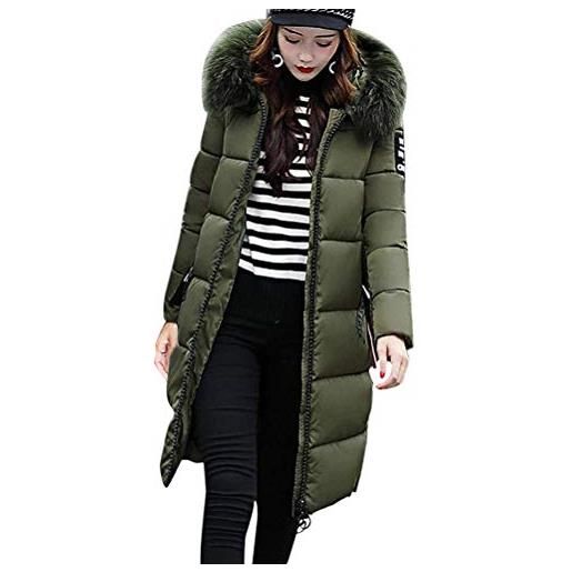 ORANDESIGNE donna invernali giacca lungo caldo cappotto con cappuccio collo di pelliccia casual eleganti piumino parka trench coat outwear rosso 42