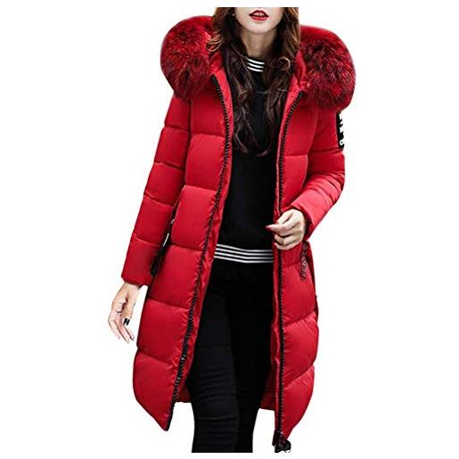 ORANDESIGNE cappotto piumino imbottito cappuccio donna invernali elegante lungo basamento giubbotto trincea impermeabile addensare caldo leggero piuma cotone giacca rosa 44