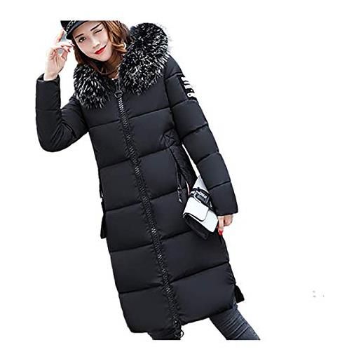 ORANDESIGNE donna invernali giacca lungo caldo cappotto con cappuccio collo di pelliccia casual eleganti piumino parka trench coat outwear grigio 48